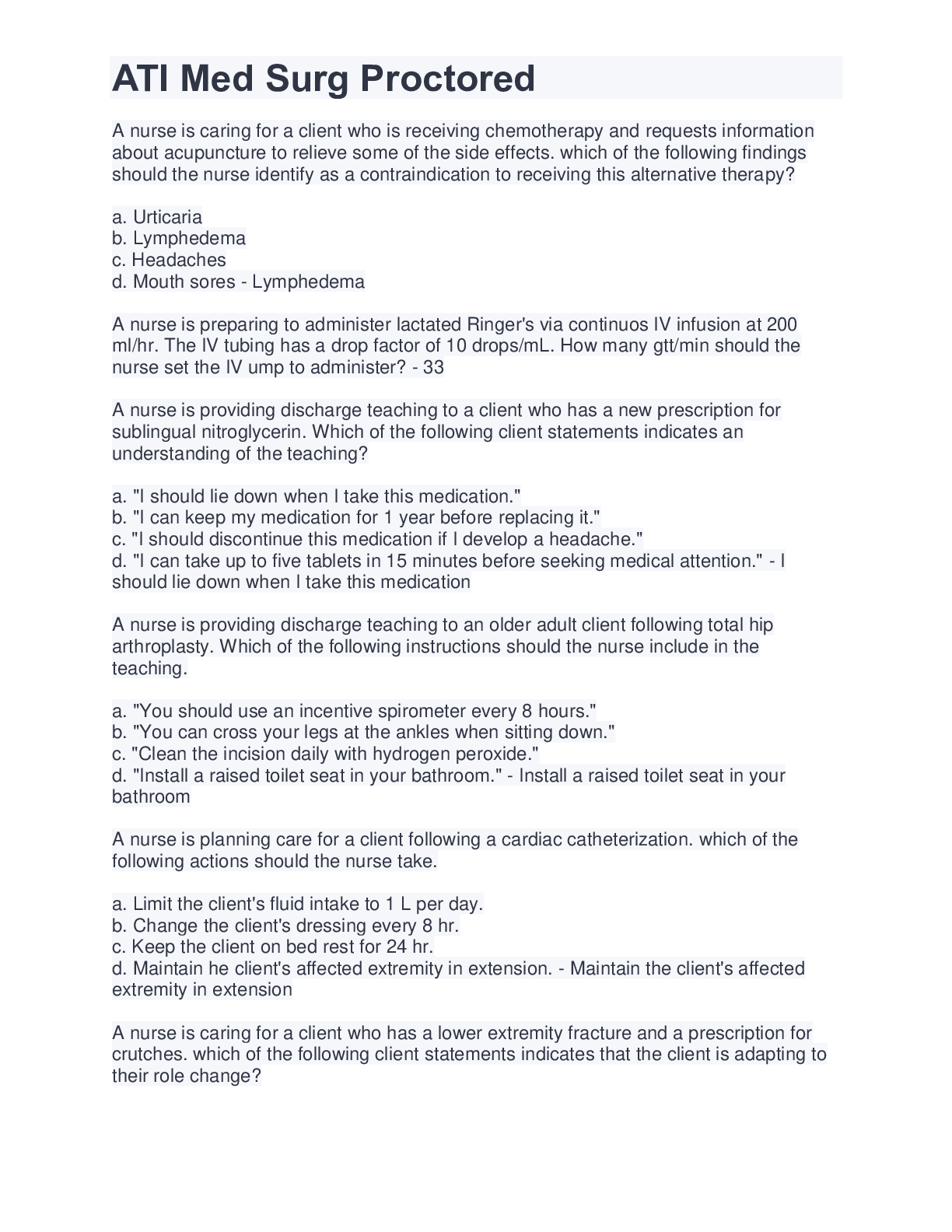 Preview image for ATI Med Surg Proctored. guaranteed comprehension.